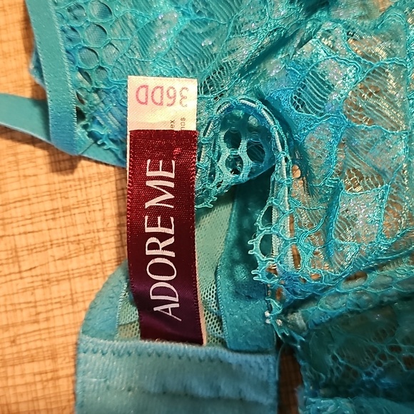 AdoreMe Turquoise Lace Bra 36DD - Picture 2 of 3